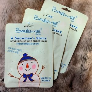 🎁($5 in bundle) 3 Hyaluronic Acid Sheet masks "A Snowman's Story"